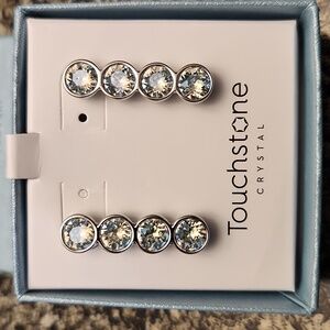 NIB Touchstone Crystal To A Point Earrings with Clear SWAROVSKI Crystals, 1593EF
